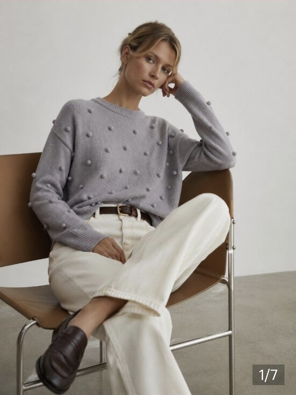 Madewell Brockton Bobble Sweater Faded Lavender Merino Wool Blend Size L
